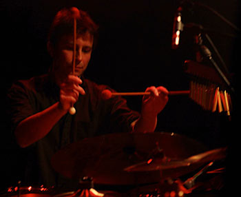 Colin Tester playing percussion.